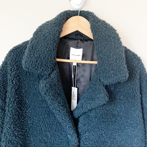 Gentle Fawn Vera Popcorn Short Teddy Coat Dark Teal Green S NWT - Picture 4 of 13
